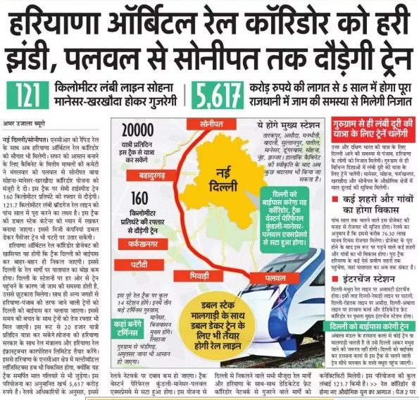 Central Government Approves Haryana Orbital Rail Corridor Project